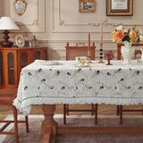 French Medieval Style Table Cloth Black Lace Rose Relief Gauze Lotus Leaf Fungus Edge Table Cover Decor Coffee Table Protector