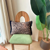 INS Tassel Leopard Print Decorative Pillow For Home Textile Footrest Sofa Cushion Large Car Back Chair Bed Head Cushion