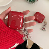 Retro Red Shockproof Protective Case For Apple AirPods 1 2 3 Pro 2nd Wireless Bluetooth Earphone Cover Cartoon Cute Dog Pendant