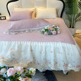2025 Summer Cool Bed Skirt Sheet Princess Bed Skirt Mattress Ruffled Lace Bedsheet Not Stuffy With Pillowcases Twin Queen Size