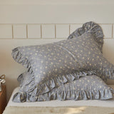 2pcs Flower Prints Ruffles 100% Cotton Pillowcases 48x74cm Sizes Cushion Cover for Bed Floral Style Adults Kids Pillowslip