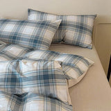 High Quality Grid Printed Flat Sheet Bedding Sets Light Luxury Cotton Soft Quilt Cover Single Double Bed Comfort Set for Adults