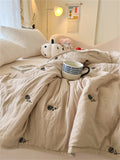 Embroidered Summer Quilt Washed Cotton Girl Home Comfortable Skin Friendly Soft Air-Conditioned Thin Quilted Queen Size Blankets