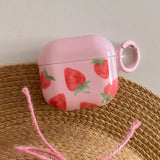 Korea Cute Pink Strawberry Pattern Silicone Earphone Case for AirPods Pro 2 AirPods 4 AirPods 1 2 3 Soft Protection Cover Coque