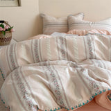 100% Cotton Floral Bedding Set Single Queen King Size Washed Cotton Soft Duvet Cover Bed Sheet/Fitted Sheet Pillowcases 3/4Pcs