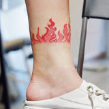 1pc Flame Wristband, Temporary Tattoo on Foot Loop, Tattoo Stickers on Arms and Legs, Waterproof and Durable Red Flame