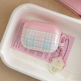 Case for AirPods 4 Suitable Girls Silicone Earphone Coque Fashion Pink Plaid Pattern Hard House Pendant for AirPods 1 2 3 Pro 2