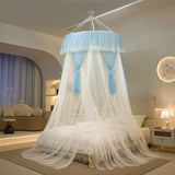 New Hung Dome Bed Canopy Mosquito Net for Girl Women Lace Yarn 2 Layers Round Dome Tent Curtain Room Decor