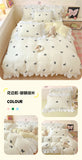 French Princess Lace Ruffles Bedding Set Washed Cotton Skin-friendly Duvet Cover Set with Sheet Soft Printed Flowers Quilt Cover