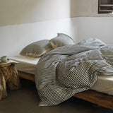 Linen Cotton Simple Stripes Jacquard Nordic Style Bedding Set Single Double Queen King Duvet Cover Flat Sheet Pillowcase