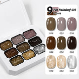 9-colors Warm Winter Pat Painting Gel Nail Polish Gradient Patting Gel Smudge Canned High Saturation Semi-Solid UV Gel Varnish