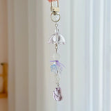 Abutilon Flower Crystal Beaded Charm Phone Pendant Crystal Wristband Keychain Bracelet Lanyard Cord