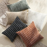 Decorative Farmhouse Throw Pillow Covers Chenille Striped Pillow CaseSet Boho Textured Cushion Cover for Sofa Couch Living Room