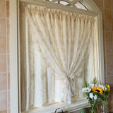 French Style Rural Gauze Integrated Window Screen Non Punched Velcro Curtains Lace Embroidered Semi Blackout Gauze Curtain
