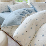 Ikeehome  Class A super soft jacquard cloud yarn cotton four-piece set, bed sheet, bed hat, quilt cover, student dormitory bed