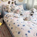 Bed Linen Bedding Set A-Class Washed Cotton Four-Piece Bed Sheets Set Comfort Sets Solid  Couple Bed Quilt Cover Home Textile