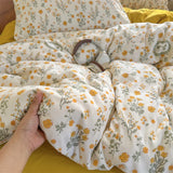New Floral Double-piece Washed Cotton Quilt Cover  Skin-friendly Breathable Student Dormitory Duvet Covers Without Pillowcases