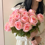 30 Simulated Roses Realistic Touch with Fake Flowers Valentine's Day DIY Wedding Party Home Decoration Pink Rose Eternal Flower