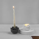 Flower Candlestick Silicone Mould Cement Plaster Rose Candle Holder Mold Candle Holder Molds Long Pole Candle For Artisan Gifts