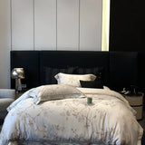 High Precision Satin Jacquard Egyptian Cotton Soft Silky Bedding Set Flowers Duvet Cover Set Bed Sheet/Fitted Sheet Pillowcases