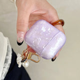 Luxury Purple Pearly Shell Pendant Silicone Case For AirPods 1 2 3 4 pro 2 Wireless Bluetooth Earphone Accessories