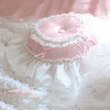 Round Romantic Decorative Pillow Ruffle Lace Design Princess Bedding Accessories Sweet Design