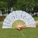 Lace Bamboo Hand Fan Lightweight Floral Lace Hand Fan Retro Lace Fan Portable For Cosplay Bridal Accessories Tea Parties