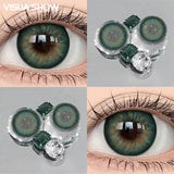 1pair Circle Lenses Big Eyes,Blue/Green Natural Contacts Lenses Doll-eye Lens for Christmas makeup Eyeshadow palette