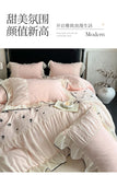 Princess Style Duvet Cover Set Rose Embroidery Bed Cover Lace Ruffles Bed Sheet Pillowcase Soft Bedding Set Decor Gift for Home