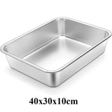 Thickened Stainless Steel Deep Pan Multifunction Roast Chicken Salad Cake Cookie Bakeware for Brownie Bread Meat Baking Pan