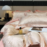 Luxury Satin Jacquard Duvet Cover Set Nordic Double Bed Quilt Cover Bedding Set Adlut Pillowcases Sheet Queen King Home Textiles