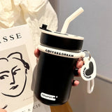 580ml Fashion Stainless Steel 316 Coffee Mug With Straw Large Capacity Leak-Proof  Vacuum Flask Cold Drink Bottle Travel Tumbler