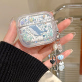 Dolphin Fish Pattern Glitter Sequins Case For AirPods Pro 4 ANC 2 3 Pro2 AirPod 4th Earphone Protective Cover with Pendant funda