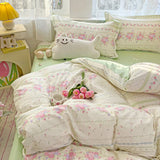 100% Cotton Four Piece Set Soft Skin-friendly Duvet Cover Set Single Couple Flower Printed Comforter Bedding Set for Adults Kids