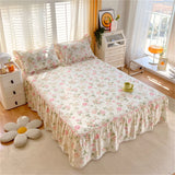 1PC 100%Cotton Bed Skirt Queen/King Size Floral Printed Bed Sheet with Ruffles falda de cama Full Size Bed Skirt for Single Bed