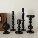 Black Candle Holder Home Decor Candlesticks Living Room Modern Decoration Glass Vase Bookshelf Decor Candle Stick Holder