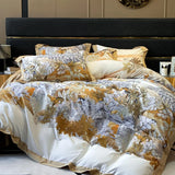 Floral Print 600TC Egyptian Cotton Bedding Queen King Comforter Cover Soft Duvet Cover Set Flat Bed Sheet Pillowcases