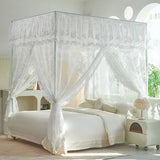 Lace Princess Palace Mosquito Net with Frame Romantic Three-door Bed Curtain with Dustproof Top French Design Home Decor