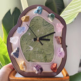 Retro Wavy Table Clocks with Natural Crystal Stone Room Decor Silent Quartz Crystal Table Clocks Bedroom Office Home Decor Gifts