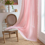 Boho Curtains Semi Sheer Floral Embroidery Cotton Fabric Linen Light Filtering Pocket Rod Windows Drapes for Living Room Bedroom