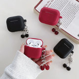 Red Cherry Pendant Earphone Case For AirPods 1 2 3 4 Pro Pro 2 4 New Matte Silicone Headset Shockproof Protection Cover