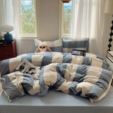 Striped Bedding Set INS Nordic Girls Soft 100% Cotton Bed Sheet Queen King Size Duvet Set Comforter Set Pillowcase Bed Linens