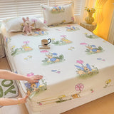 Purple Flower Bed Sheets Single/Queen/King Size Fitted Bed Sheet with Elastic Band drap de lit High Quality Mattress Cover 180