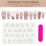 Handmade Press On Nails Ballet Ribbon Blush Fake Nails With Angel Diamond Decor French Tip Pink Gradient False Y2k Nails Long