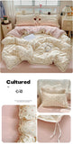 Print Floral Bedding Set Double Layer Yarn Four Pieces Set Soft Comfortable Duvet Cover Bed Sheet With Pillowcases Home Textiles
