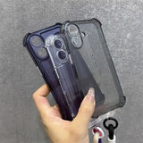 Luxury Transparent With Lanyard Phone Case For iPhone 17 16 15 14 13 12 11 Pro Max XS X XR 7 8 16 Plus 16E Shockproof Soft Cover