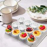 12PCS Flower Shape Egg Tart Molds Aluminum Alloy Reusable Pudding Jelly Mold for Home DIY Tartlet Cupcake Muffin Baking Supplies