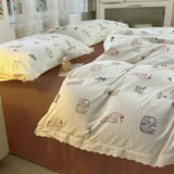 New class A double-layer yarn thickened three/four-piece set skin-friendly and breathable single double washed cotton
