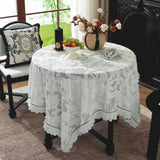 French Medieval Style Table Cloth Black Lace Rose Relief Gauze Lotus Leaf Fungus Edge Table Cover Decor Coffee Table Protector