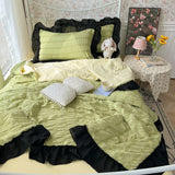 2025 new seersucker chiffon lace washed cotton summer cool quilt four-piece air conditioner quilt three-piece summer quilt set